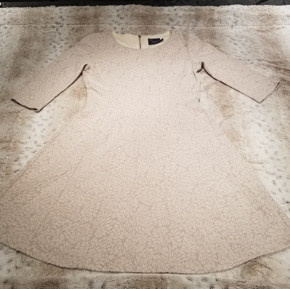 Just...Taylor Dresses & Skirts - Just Taylor Tan and Cream Floral Embroidered Dress